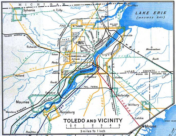 One of the more famous yards of the area is the Walbridge Yard , east 