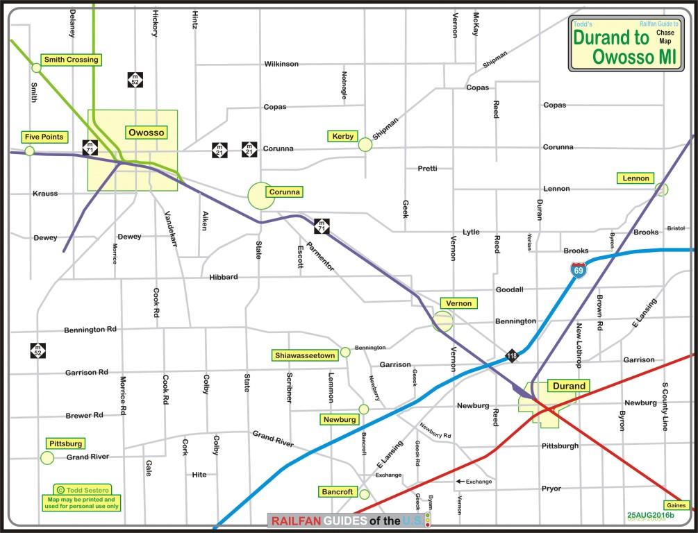 Alma to Owosso MI Railfan Guide