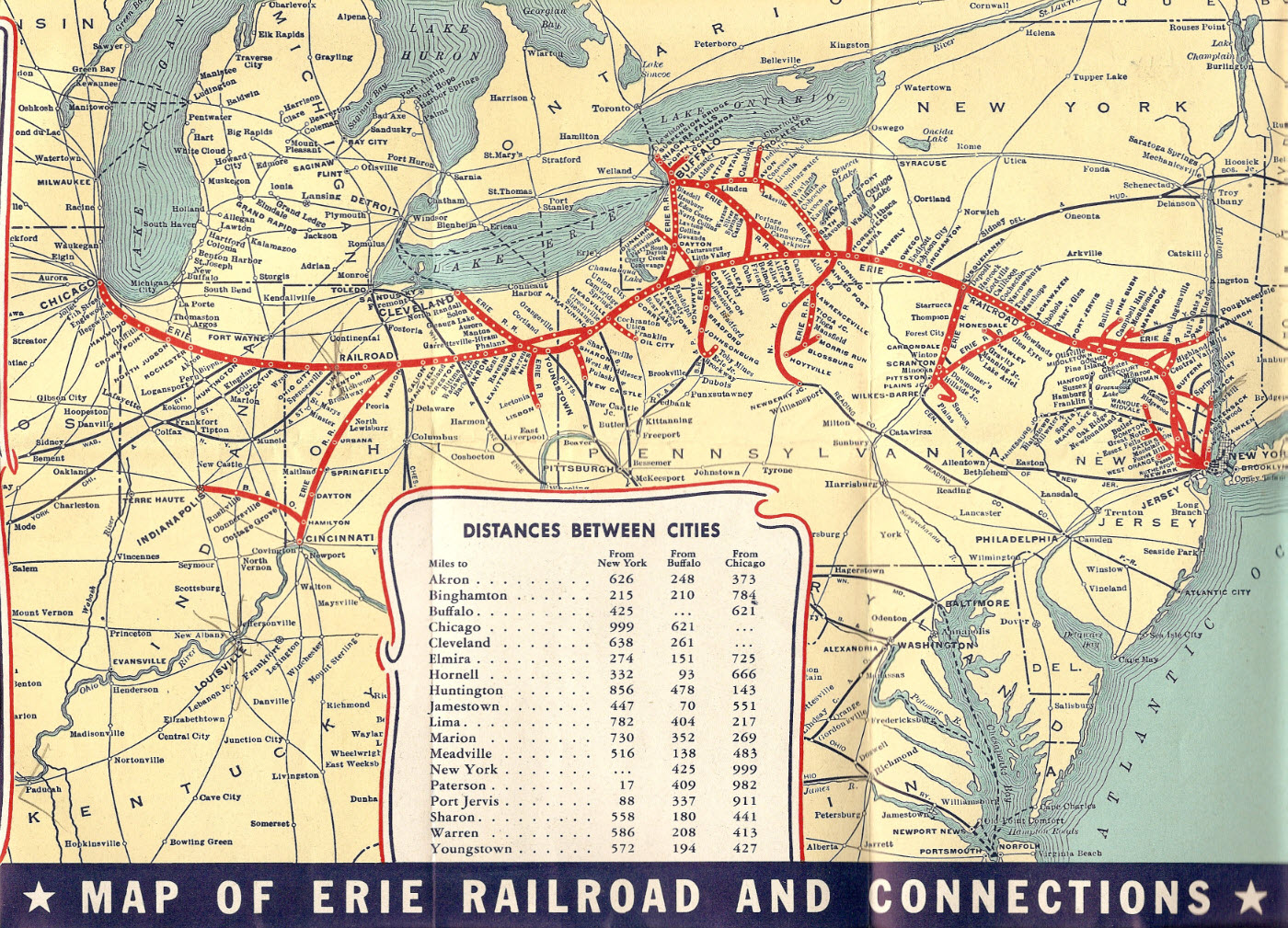 the Erie Railroad System Map