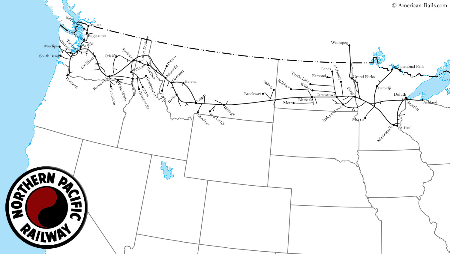 Northern Pacific Railroad System Map - 1900