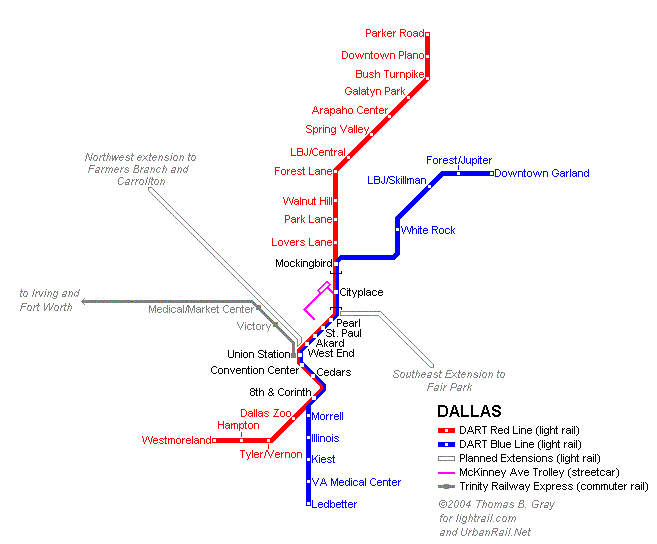 Dallas Dart Rail System Map